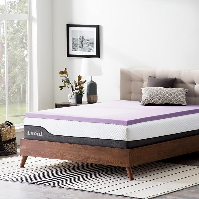 Lucid 2 Inch Lavender Memory Foam Mattress Topper, Twin Size – Essential Oil - Image 7