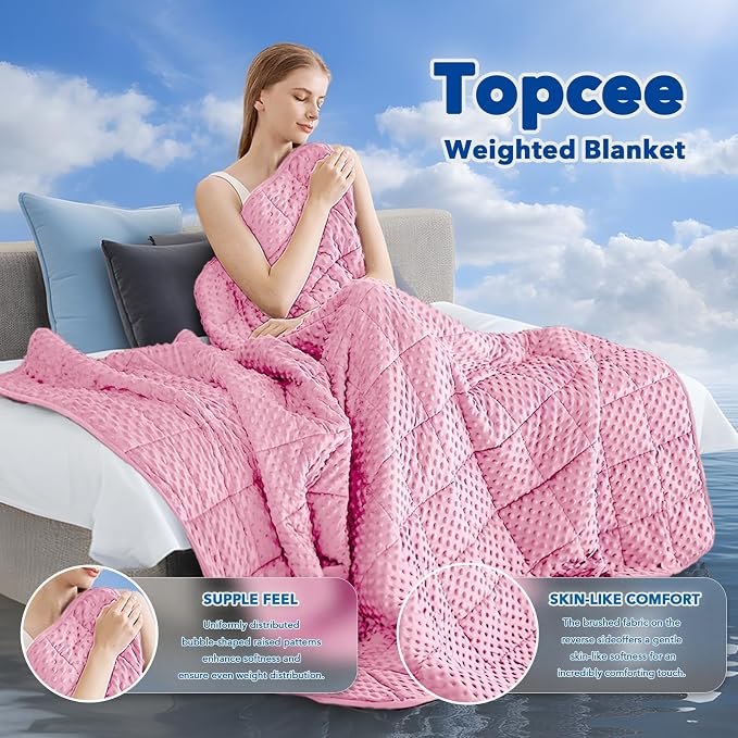 Topcee Weighted Blanket for Adults, Minky Dots Heavy Blanket for 110-130lbs - Image 2