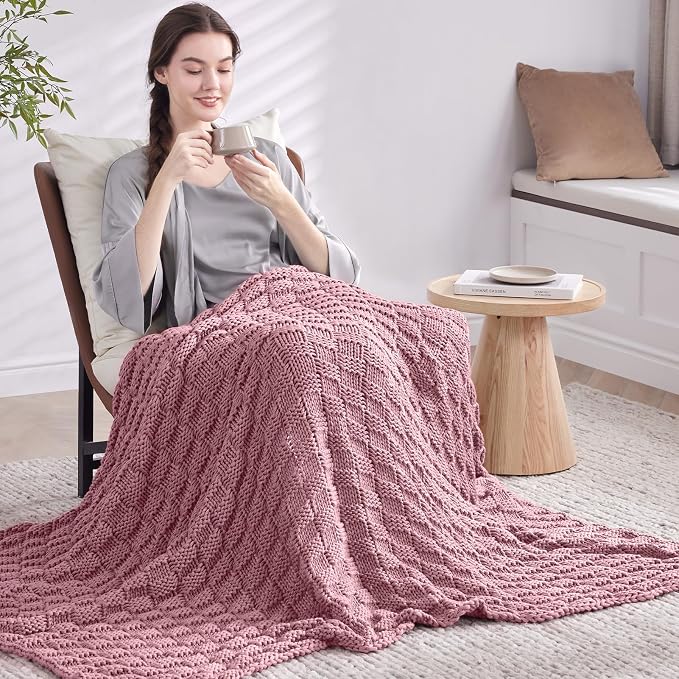 Knitted Weighted Blanket Kids, No Beads Heavy Blanket 36” x 48'' 3lbs, - Image 7