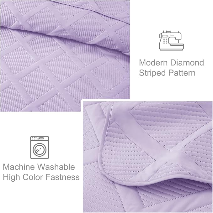 Exclusivo Mezcla King Quilt Set- Lilac Quilts Bedding Set - Image 5
