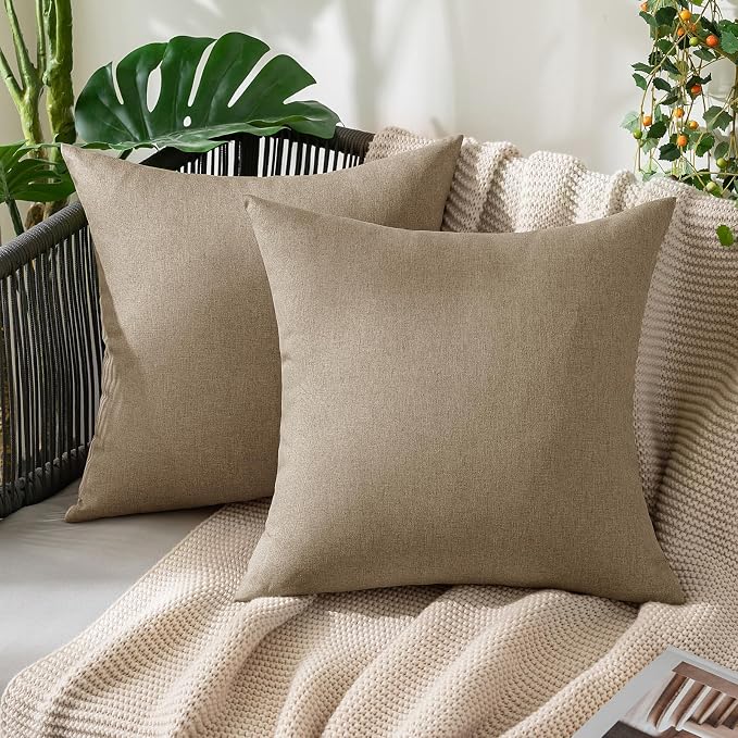 MIULEE Pack of 2 Decorative Outdoor Solid Waterproof Throw Pillow Covers Faux by MIULEE