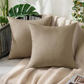 MIULEE Pack of 2 Decorative Outdoor Solid Waterproof Throw Pillow Covers Faux by MIULEE