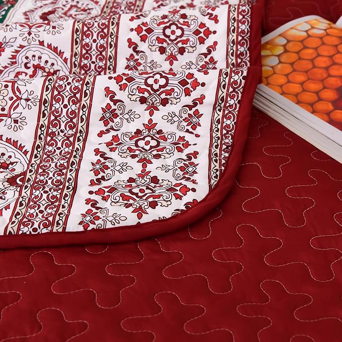 WONGS BEDDING Boho Quilt Set Full, Ultra Soft Lightweight Bedspread - Image 5