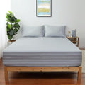 California King Size Striped Fitted Sheet Only Gray Color, 100% Egyptian Cotton by ShunjieHome