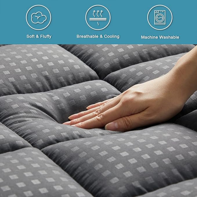 HYLEORY Full Mattress Pad Quilted Fitted Mattress Protector Cooling Pillow Top - Image 4