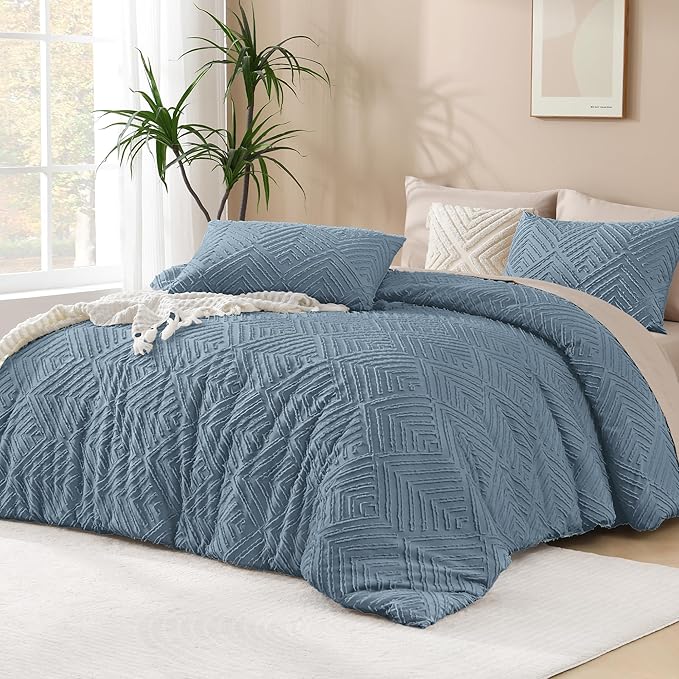 Andency Greyish Blue Comforter Oversized King Size Set 120''x98'', 3 Pieces by Andency