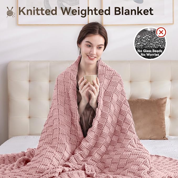 Knitted Weighted Blanket Adult, No Beads Heavy Blanket 60” x 80'' 15lbs - Image 5