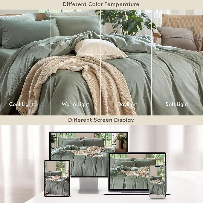 MooMee Bedding Duvet Cover Set 100% Washed Cotton Linen Like Textured - Image 7