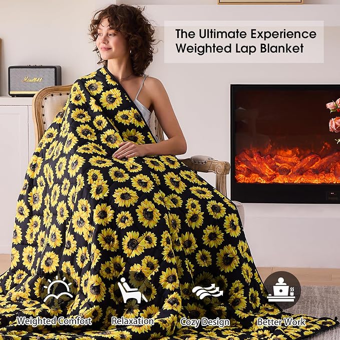 Sunflower Weighted Blanket for Adults 15lbs, Twin Full Size Cooling Heavy Throw - Image 2