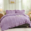 WONGS BEDDING Purple Comforter Set King, 3 Pieces Ruffle Farmhouse Shabby Chic by WONGSBEDDING