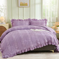 WONGS BEDDING Purple Comforter Set Queen, 3 Pieces Ruffle Farmhouse Shabby Chic by WONGSBEDDING