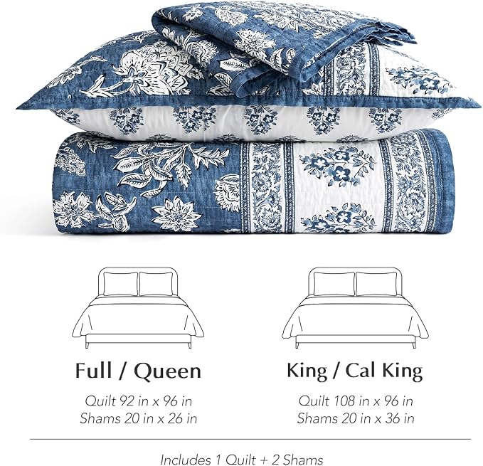 EverGrace Cotton Quilt Set Queen Size, 100% Cotton Reversible Lightweight - Image 9