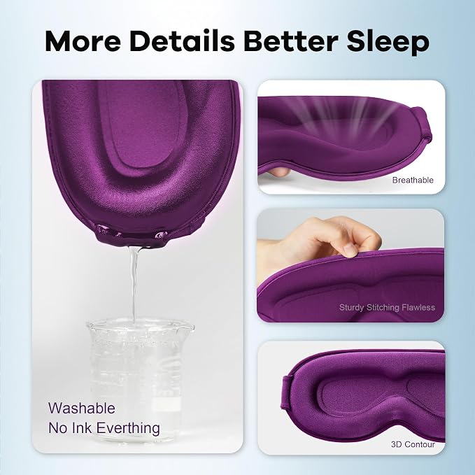 Blackout Eye Mask for Deep Sleep, 3D Weighted Sleep Mask for Women, Zero - Image 6