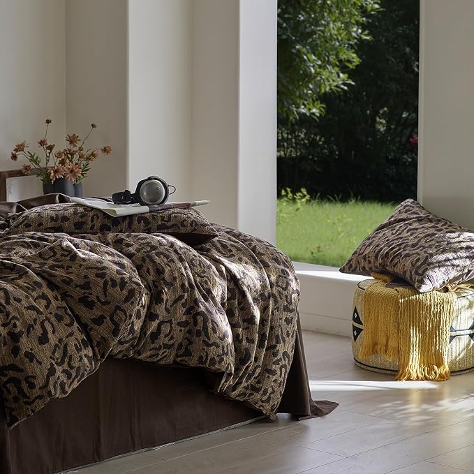 mixinni Leopard Duvet Cover Full Size Yarn-Dyed Leopard Print Jacquard Cotton - Image 3