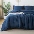 Andency Navy Blue Comforter Set Full Size, 3 Pieces Boho Tassel Lightweight by Andency