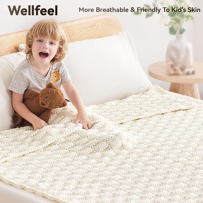 Knitted Weighted Blanket for Adult, No Beads Heavy Blanket 50” x 60'' 10lbs - Image 3