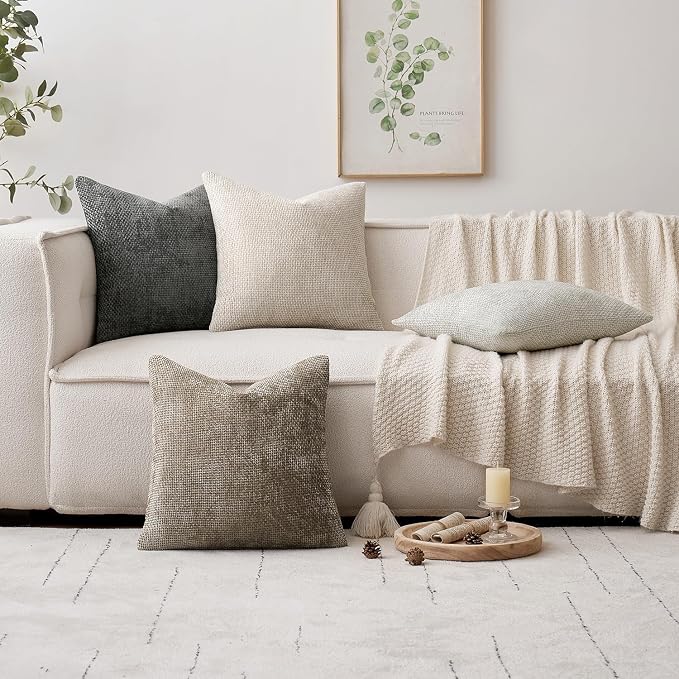 MIULEE Pack of 4 Couch Throw Pillow Covers 26x26 Inch Neutral Soft Decorative - Image 5