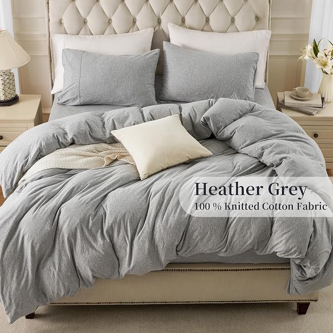 PURE ERA Jersey Knit Duvet Cover Set 100% T-Shirt Cotton Super Soft Comfy 3pc - Image 3