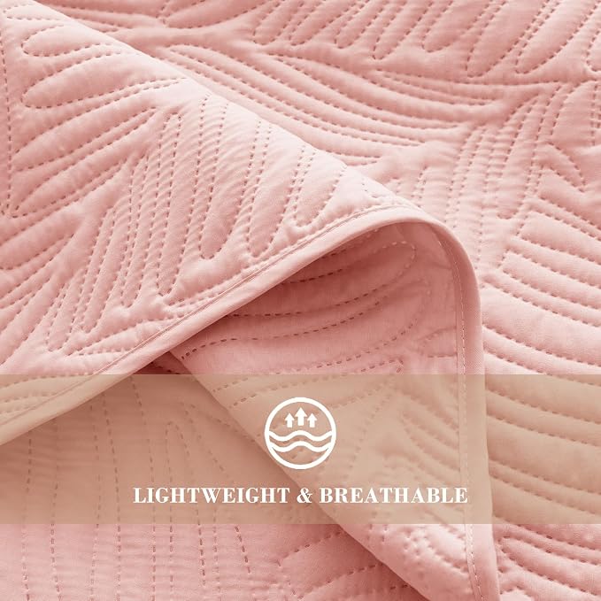 Exclusivo Mezcla California King Quilt Bedding Set, Lightweight Blush Pink - Image 5