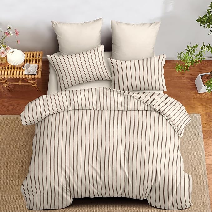 Nayoroom Striped Duvet Cover Queen Size Brown Stripe Duvet Cover Dorm Bedding by Nayoroom