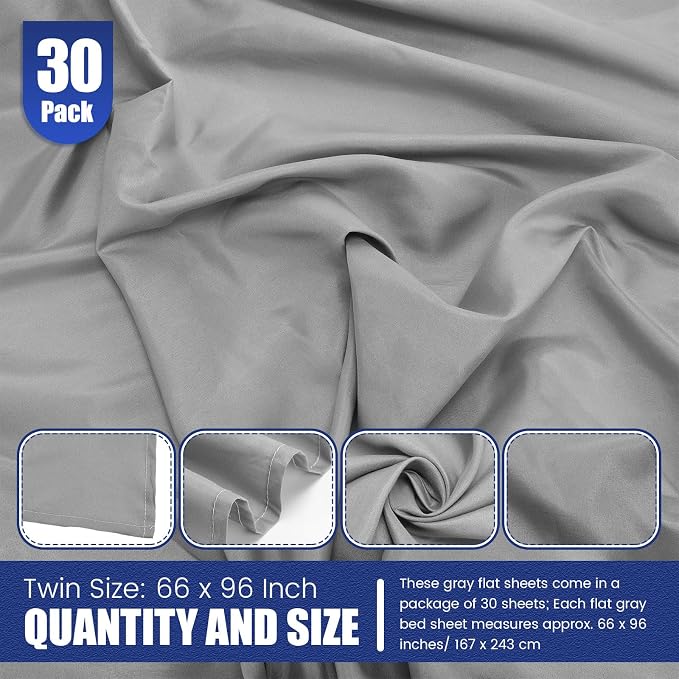 SmoothNovelty 30 Pack Twin Flat Sheets Bulk Soft Microfiber Massage Spa Bed - Image 2
