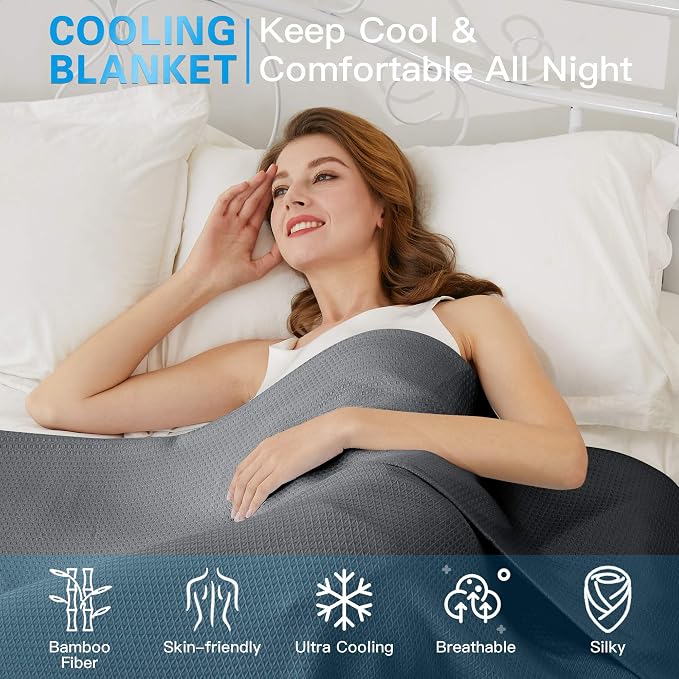AmyHomie Cooling Blanket King Size, 100% Rayon Derived from Bamboo, Cool Summer - Image 3