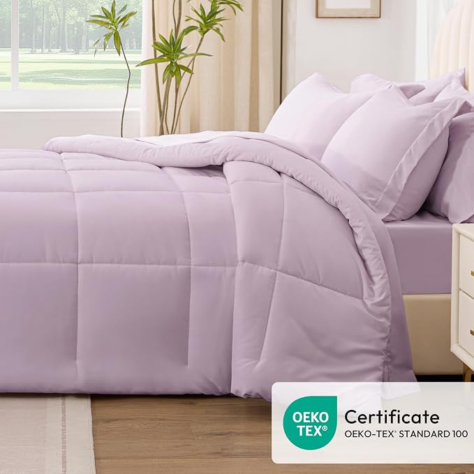 Love's cabin Twin XL Comforter Set Light Purple, 5 Pieces Twin XL Bed in a Bag - Image 5