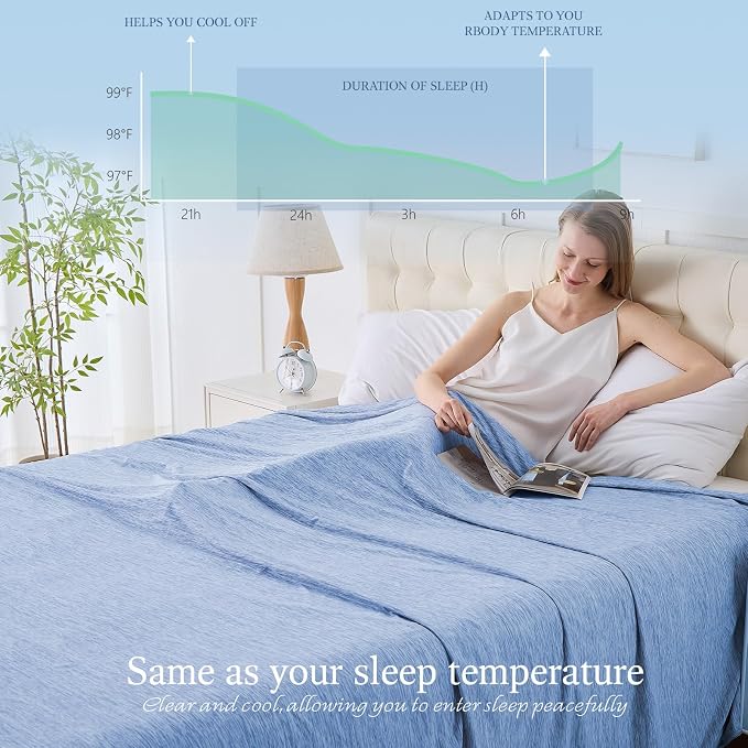 Cooling Blanket Throw Size, Cold Blanket Thin Lightweight Breathable Soft - Image 3
