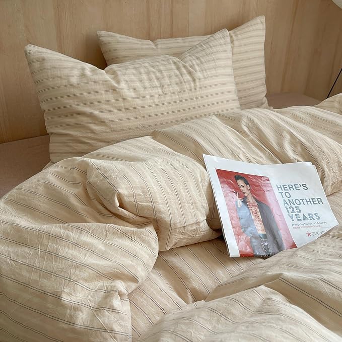 mixinni Retro Striped Duvet Cover Set Twin Size - Image 5