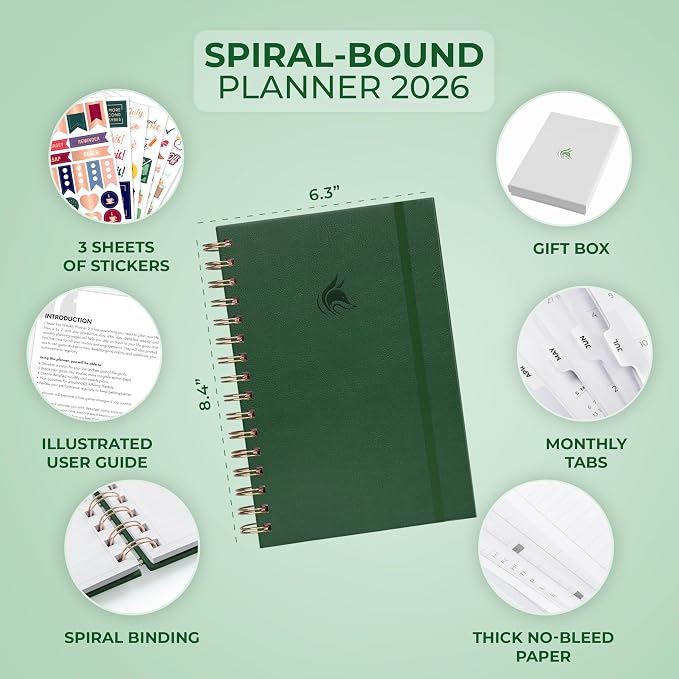 Clever Fox Dated Planner with Tabs 2026 – Weekly & Monthly Spiral Planner with - Image 2