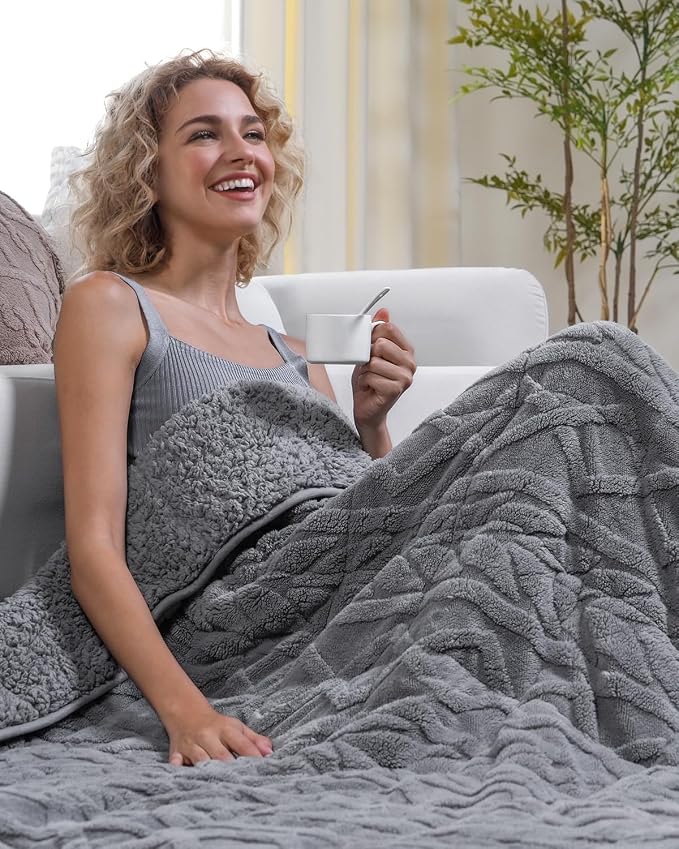 Cottonblue Jacquard Sherpa Weighted Blanket 20lbs - Image 7