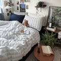 mixinni Vintage Blue & White Striped Duvet Cover Set by mixinni