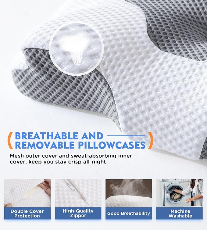 Osteo Cervical Pillow for Neck Pain Relief, Hollow Design Odorless Memory Foam - Image 6