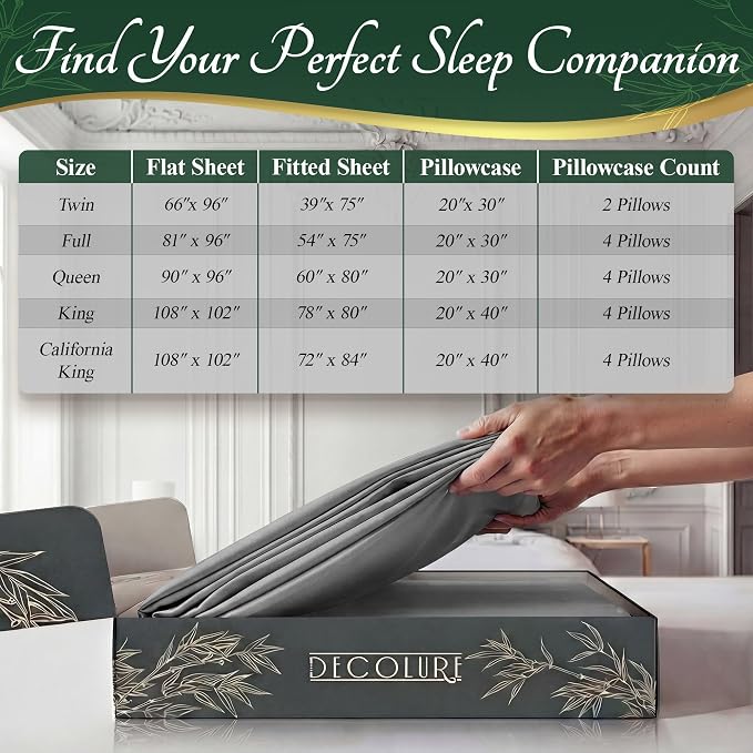 DECOLURE 100% Viscose Derived from Bamboo Sheets Full Size - Image 8