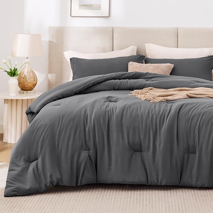Love's cabin Dark Grey Twin/Twin XL Comforter Set, 2-Piece Prewashed Bed Set - Image 2