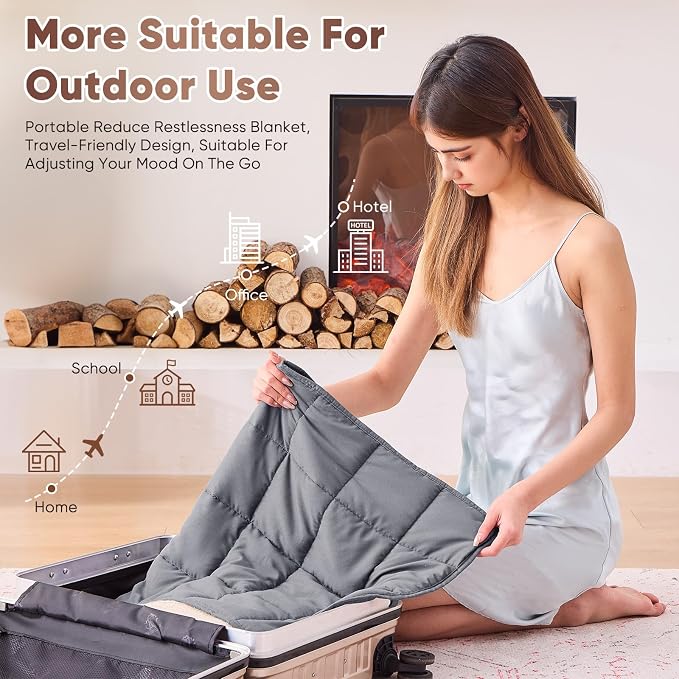 Weighted Lap Blanket for Adults 5lbs, Portable Travel Weighted Blankets - Image 5