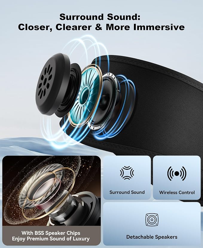 MUSICOZY Sleep Headphones Bluetooth 5.4 Headband, Sports Wireless Earphones - Image 3