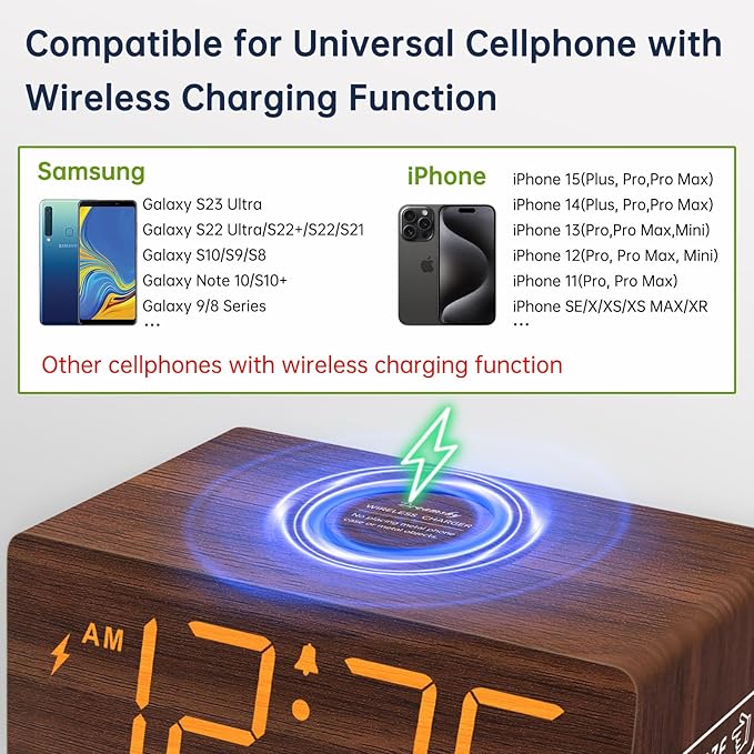 DreamSky Wooden Digital Alarm Clock - Image 3