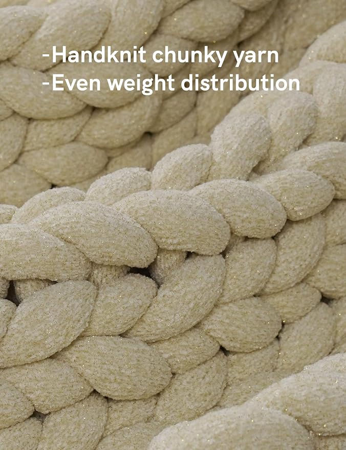 YnM Chenille Weighted Blanket, Handmade Chunky Knitted Design, Soft and Cozy - Image 2
