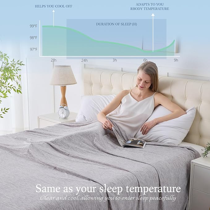 Cooling Blanket Queen Size, Cold Blanket Thin Lightweight Breathable Soft - Image 3