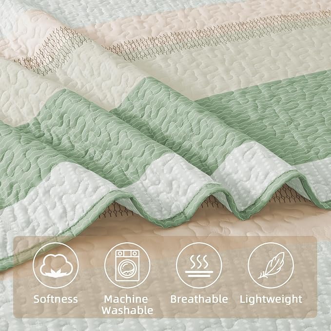 Andency King Size Quilt Set Mint Pink, 3 Pieces Summer Ultra Soft Lightweight - Image 5