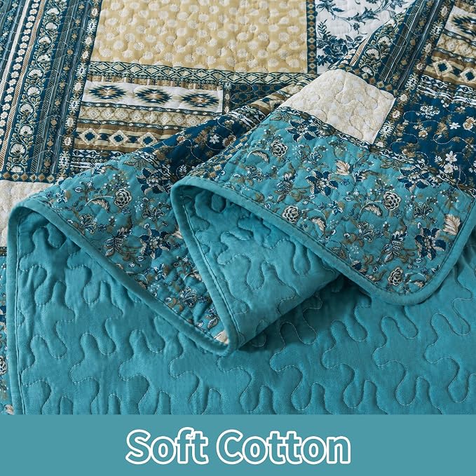 BEDIFANY Cotton California King Size Quilt Set, Lightweight Bedspread Oversized - Image 5
