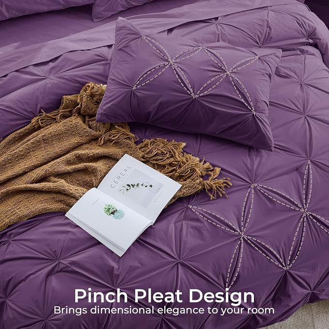 Sasttie King Size Comforter Set, 7-Piece Bed in a Bag, Pintuck Bedding Set - Image 4