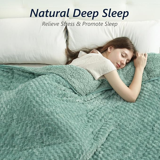 Mr. Sandman Weighted Blankets for Adults Queen Size 15lbs, Warm Sherpa Fleece - Image 3