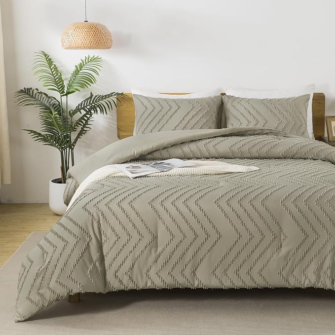 Andency Oatmeal California King Comforter Set, Boho Cal King Soft Warm Tufted - Image 6