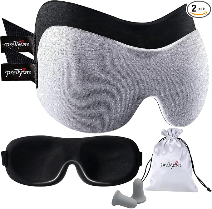 PrettyCare 3D Sleep Mask 2 Pack, Eye Mask by PrettyCare