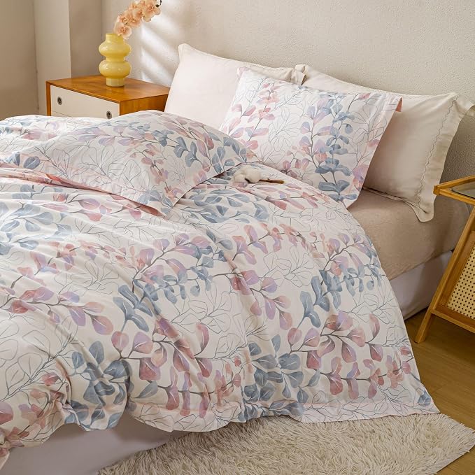 OAITE Duvet Cover Set Twin Size Floral Pattern Ultra Soft 100% Cotton Duvet - Image 5
