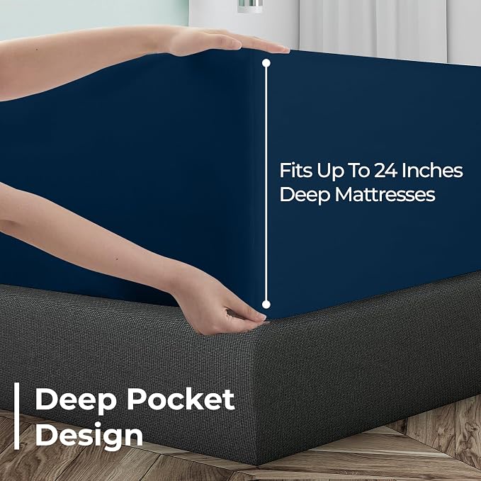 Royale Linens Extra Deep Pocket Full Fitted Sheet Only - Image 4