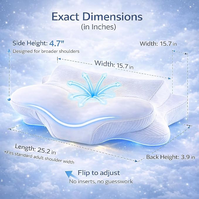 Cervical Pillow for Neck Pain Relief, Ergonomic Dual-Height Memory Foam Pillow - Image 6