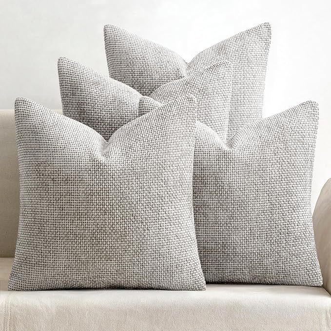 MIULEE Pack of 4 Couch Throw Pillow Covers 20x20 Inch Light Gray Soft by MIULEE